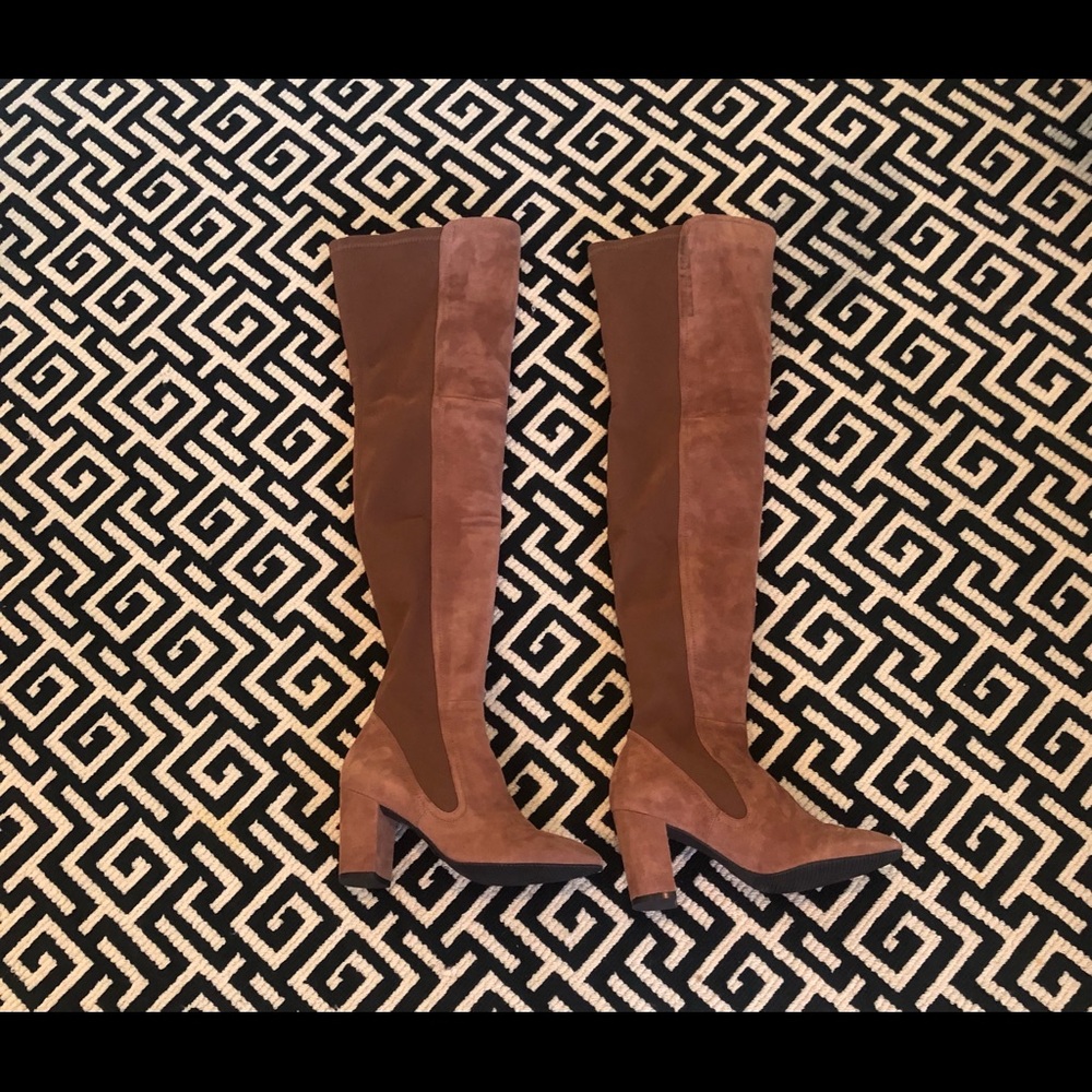 🔥Stuart weitzman over the knee boots. Camel suede pull on 7M🔥🔥